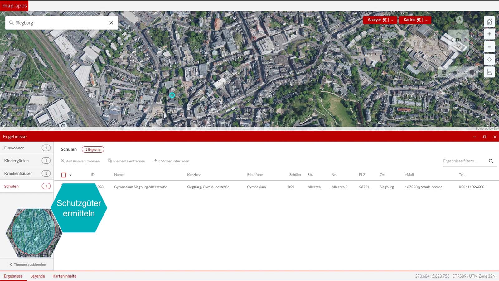 Digitaler Zwilling Gefahrenabwehr NRW: Schutzgüter anzeigen