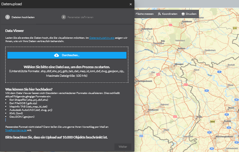 Laden Sie Ihre Daten hoch, die Sie visualisieren möchten