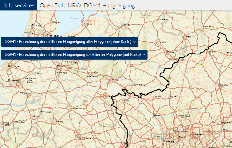 Wählen Sie zwischen der Berechnung der Hangneigung aller oder nur einzelner hochgeladenen Polygone