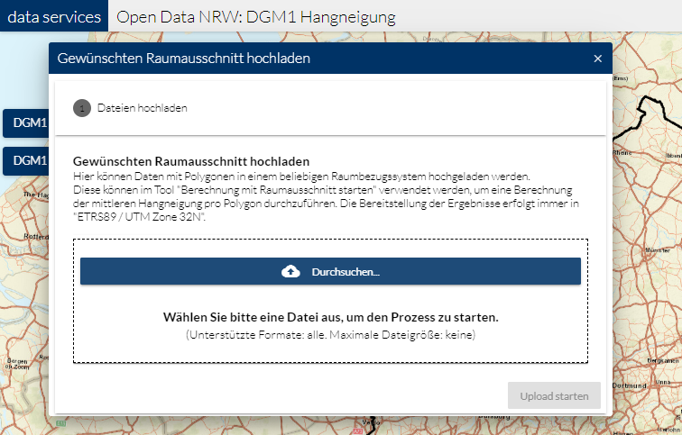 Beispiel Berechnung einzelner Polygone - Laden Sie Ihren Datensatz hoch