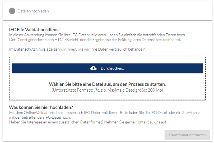 IFC Validationsdienst: IFCValidator