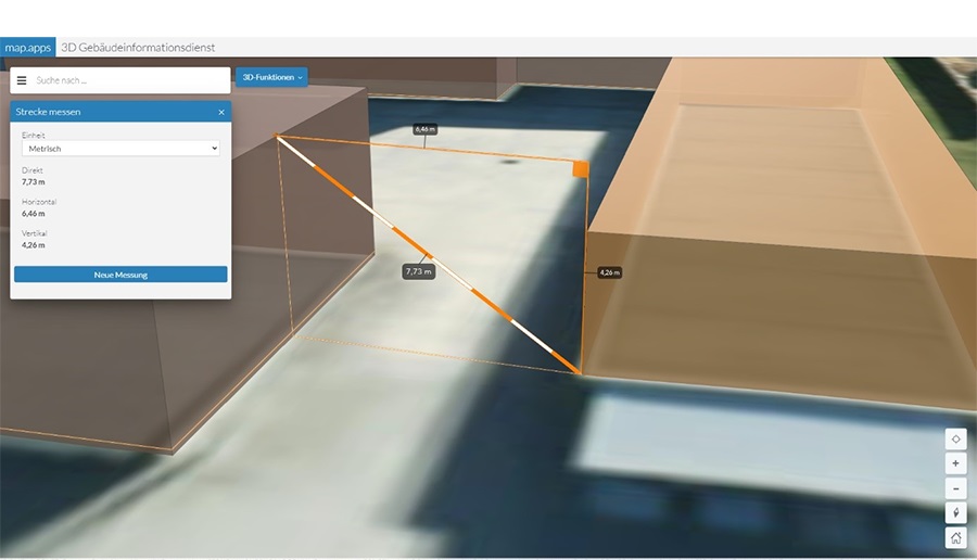 gezieltes Ausmessen in 3D. Bspw. zum Ermitteln von Abstandsflächen