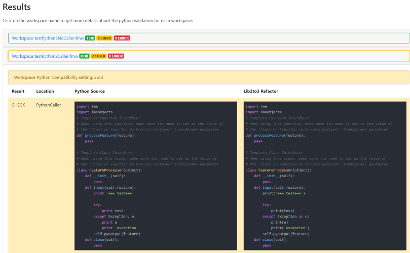 Python Check für FME Workspaces